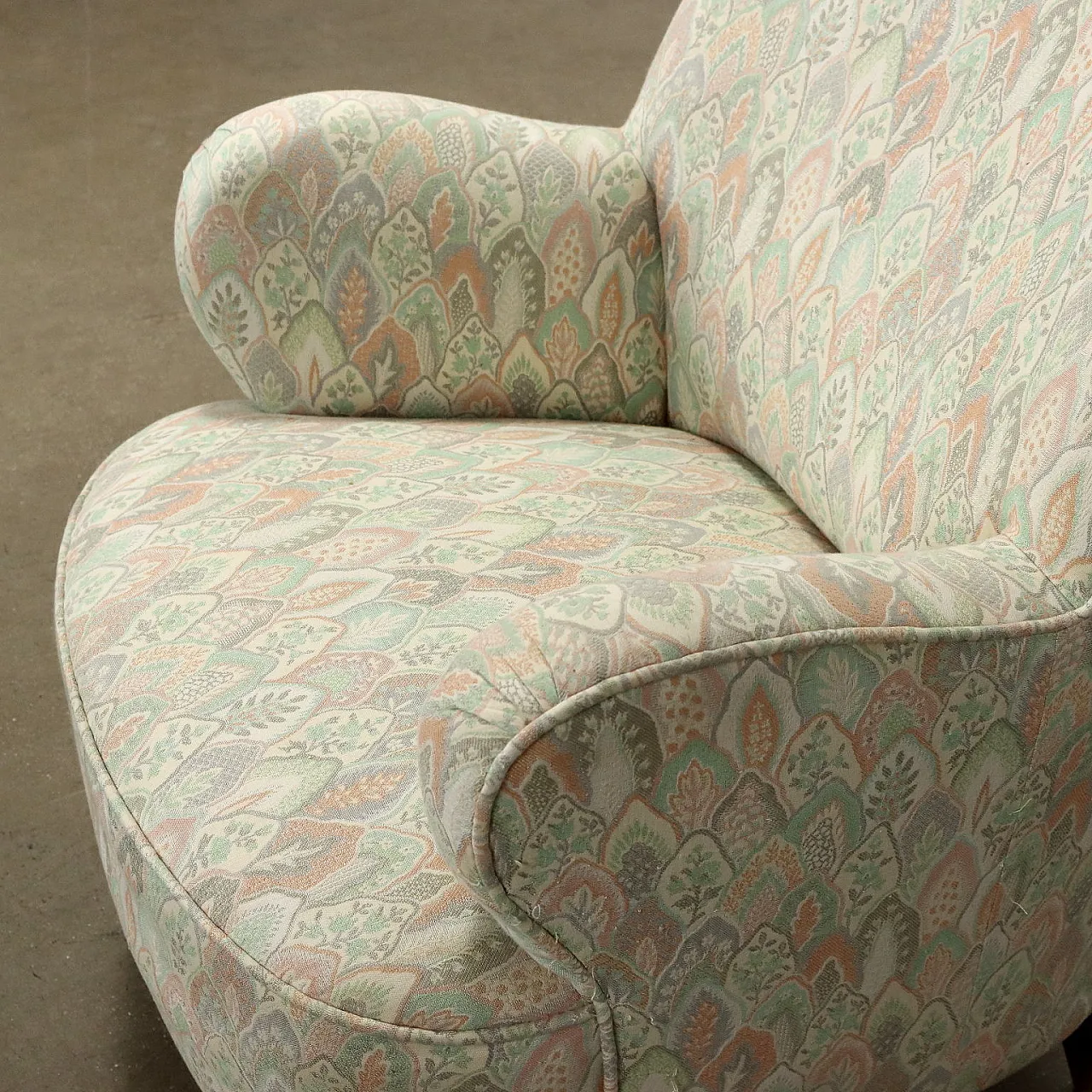 Poltrona in legno e tessuto, anni '50 3