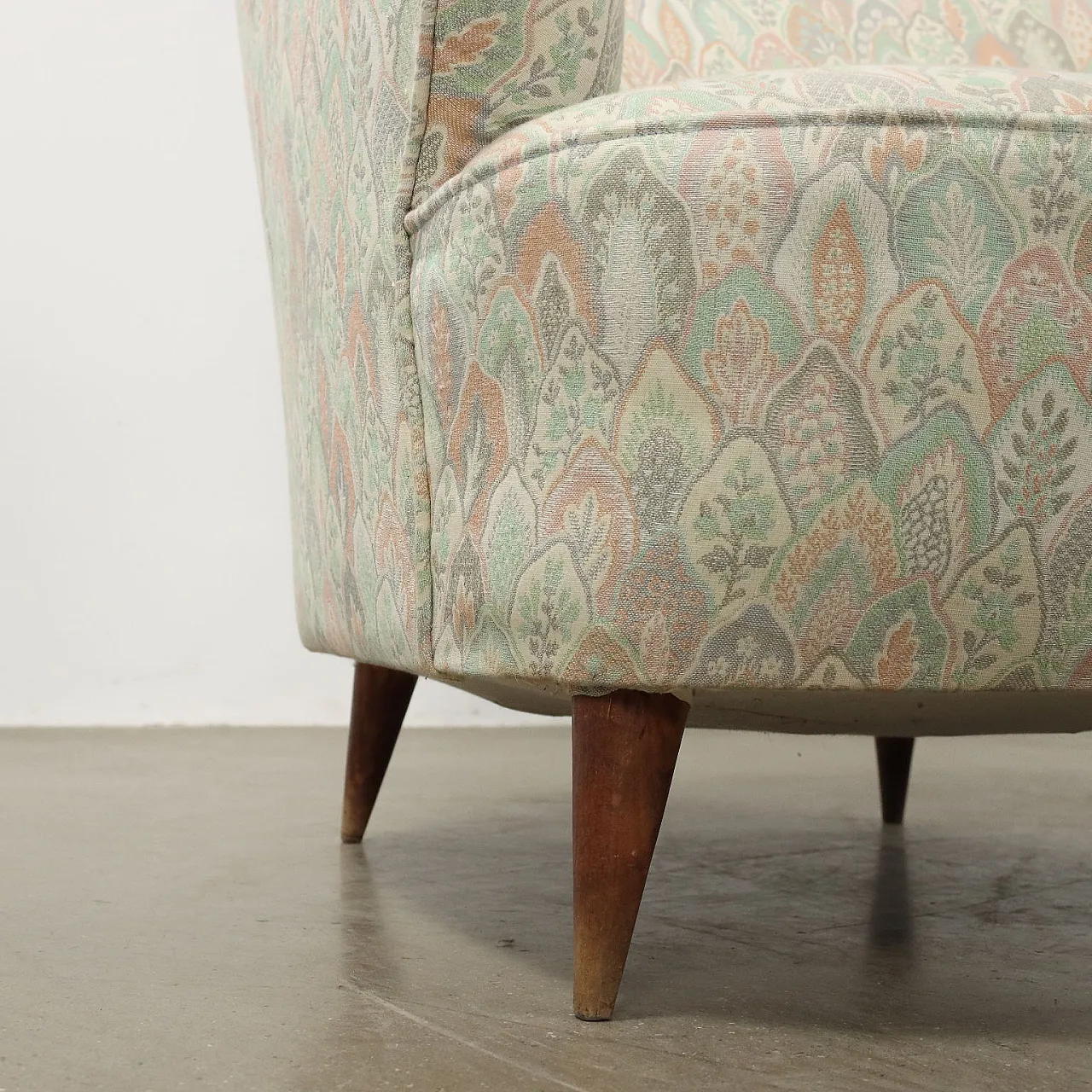 Poltrona in legno e tessuto, anni '50 5