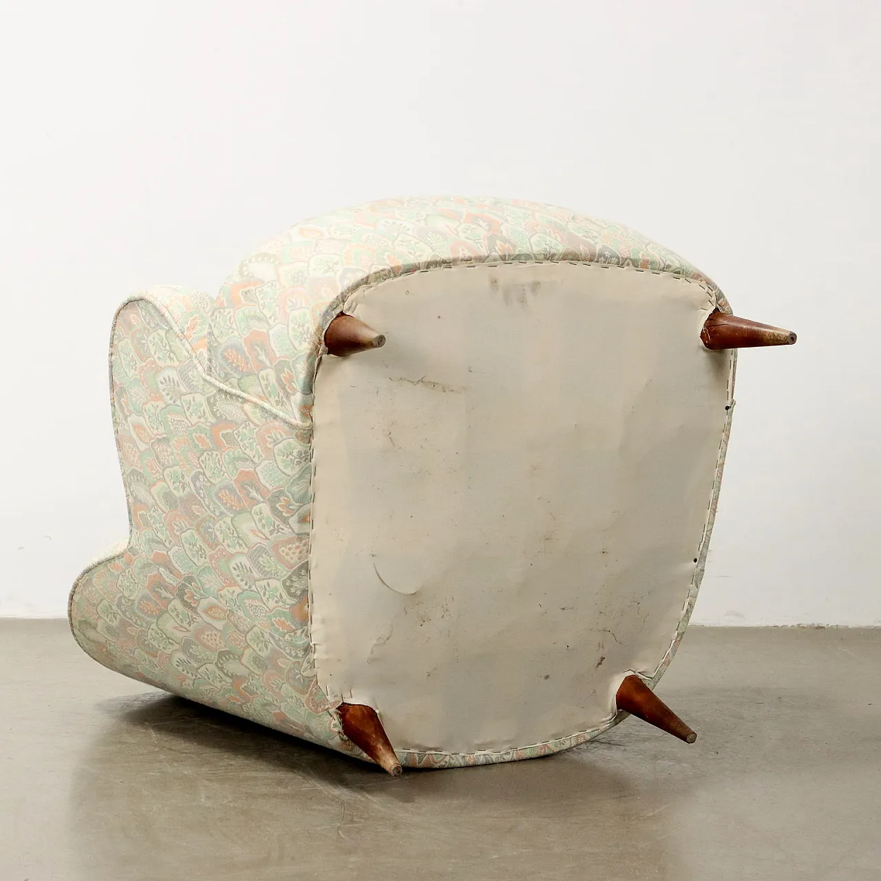 Poltrona in legno e tessuto, anni '50 8