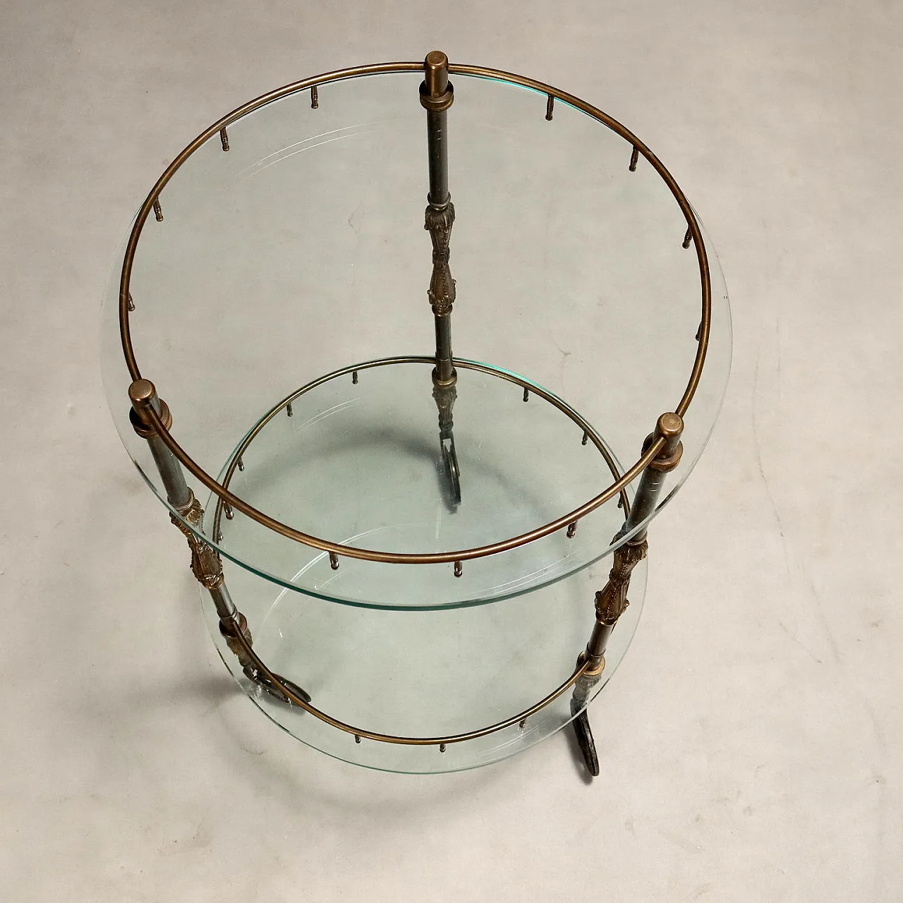 Serving cart in bronze, crystal and brass, 20th century 4