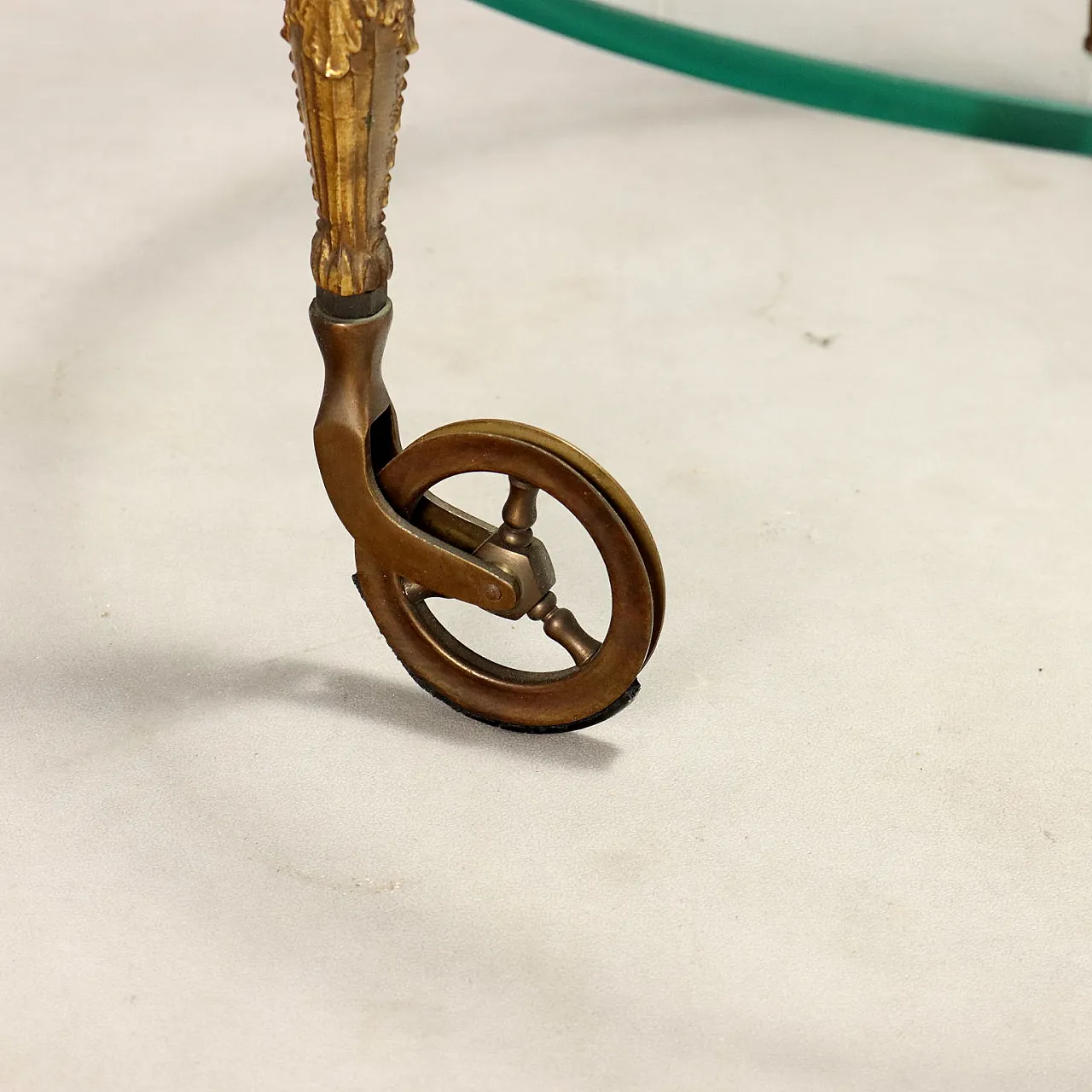 Serving cart in bronze, crystal and brass, 20th century 8