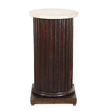 Comodino a colonna Impero in noce con piano in marmo, '800
