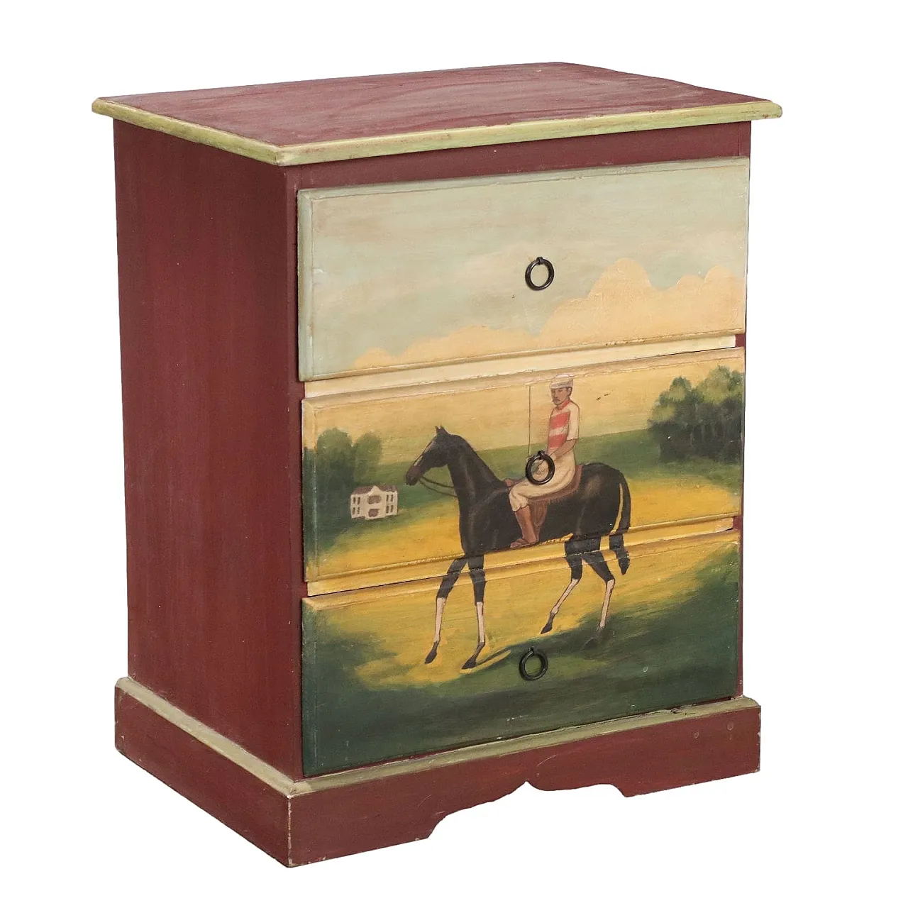 Comodino in legno con dipinto, '900 1