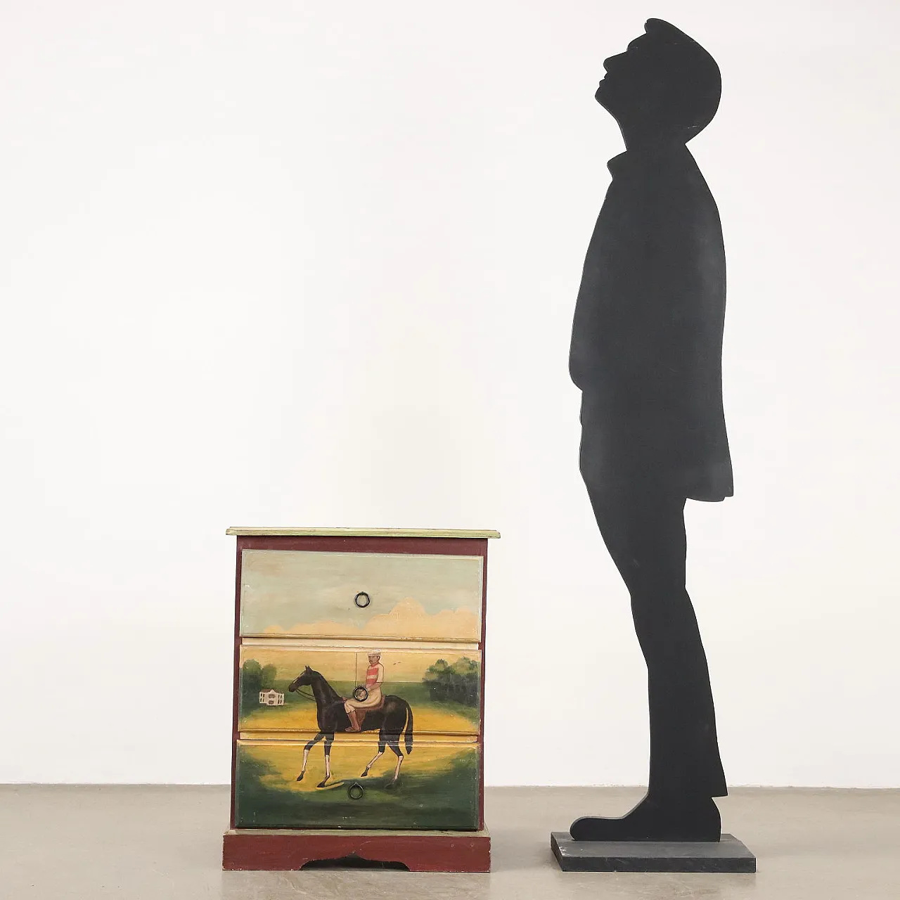 Comodino in legno con dipinto, '900 2