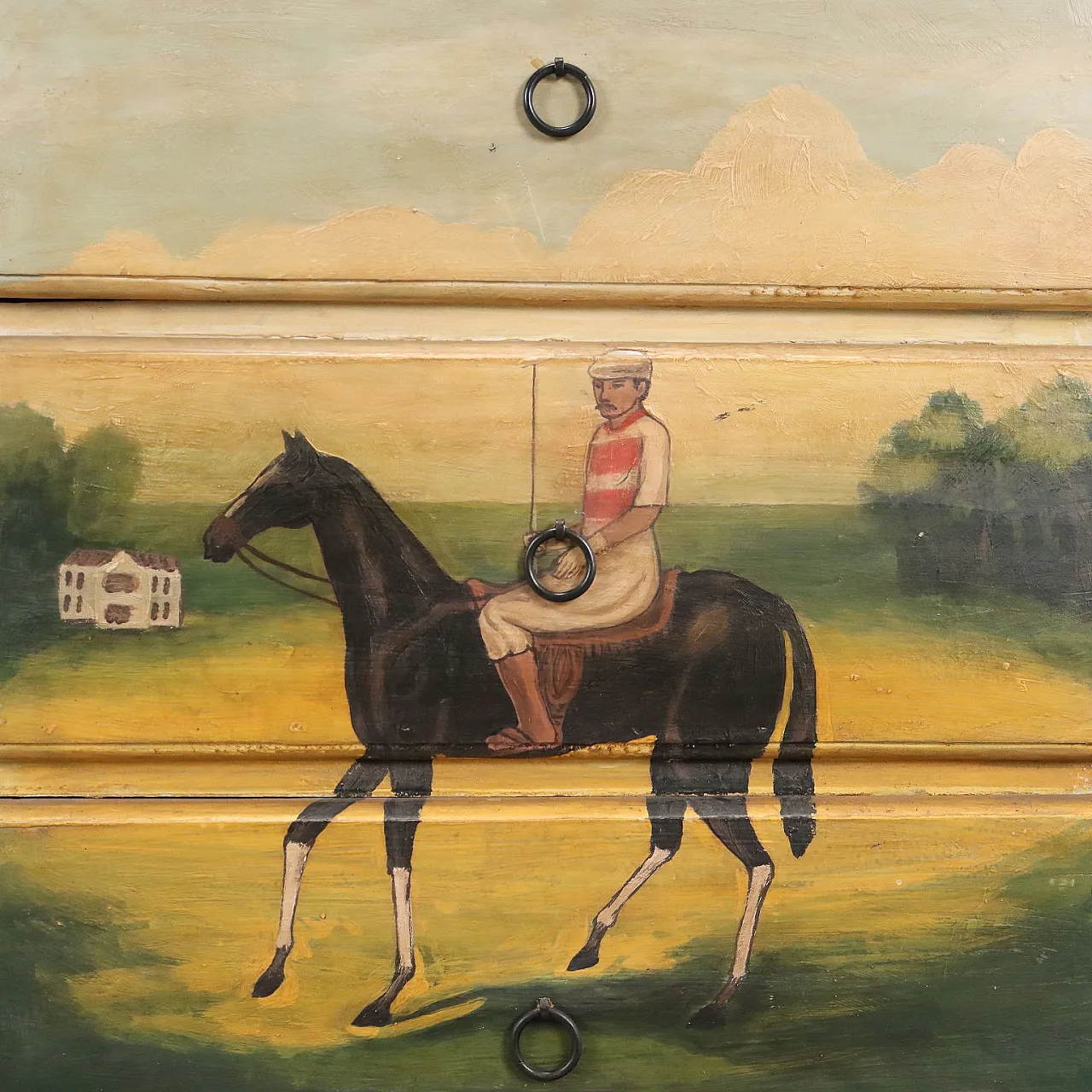 Comodino in legno con dipinto, '900 3