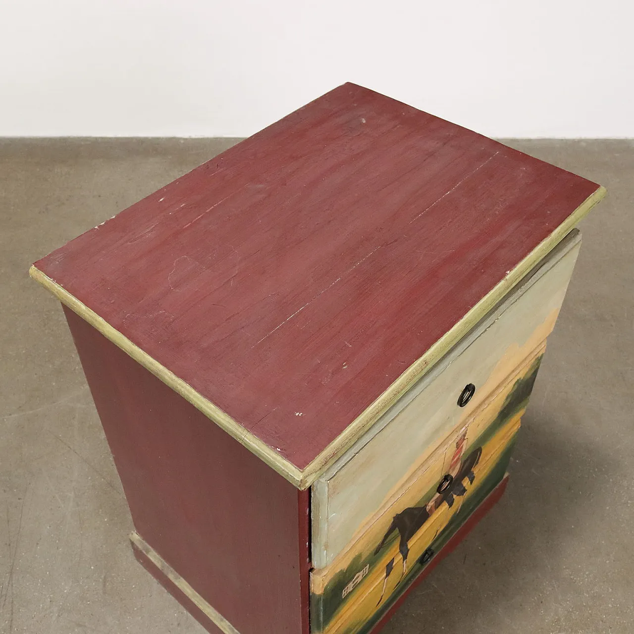 Comodino in legno con dipinto, '900 6