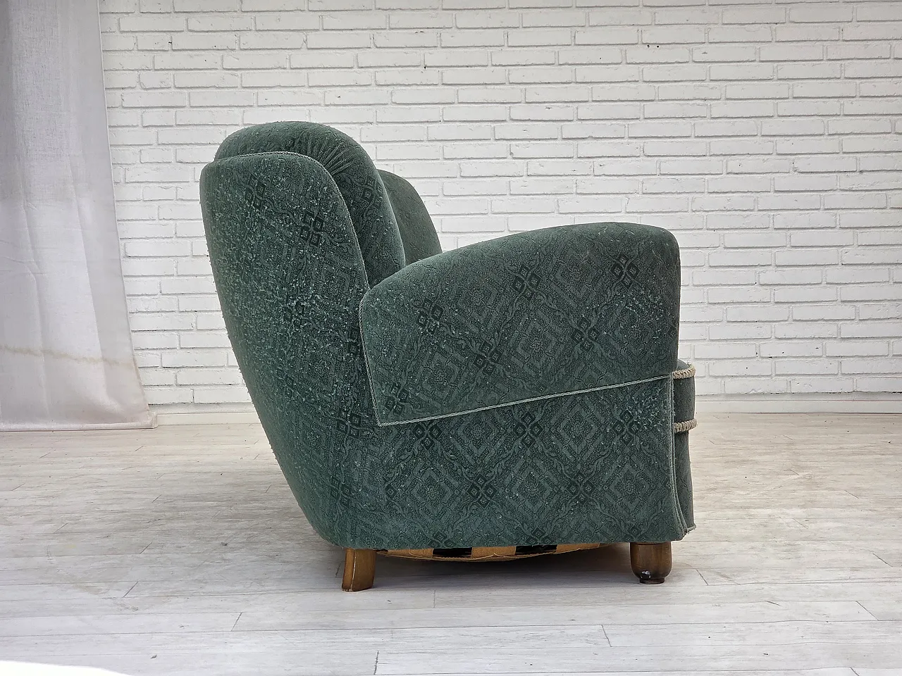 Divano danese a 3 posti verde chiaro, Anni '60 7