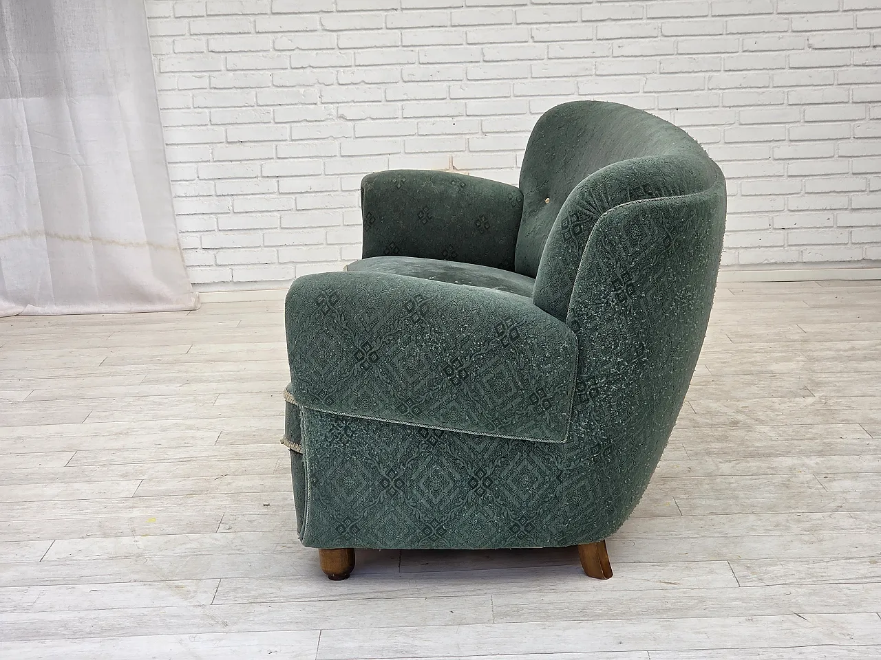 Divano danese a 3 posti verde chiaro, Anni '60 12