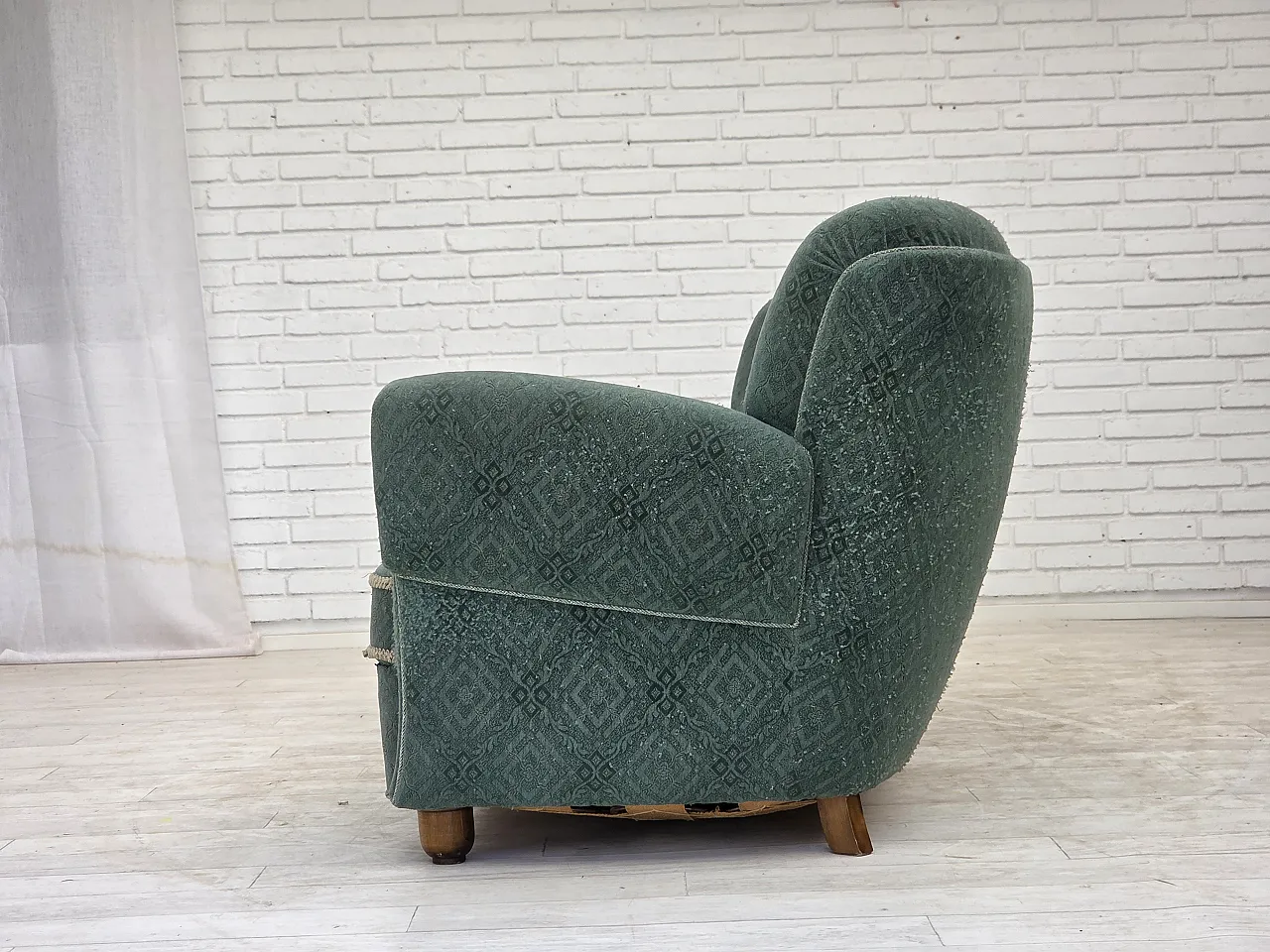 Divano danese a 3 posti verde chiaro, Anni '60 13