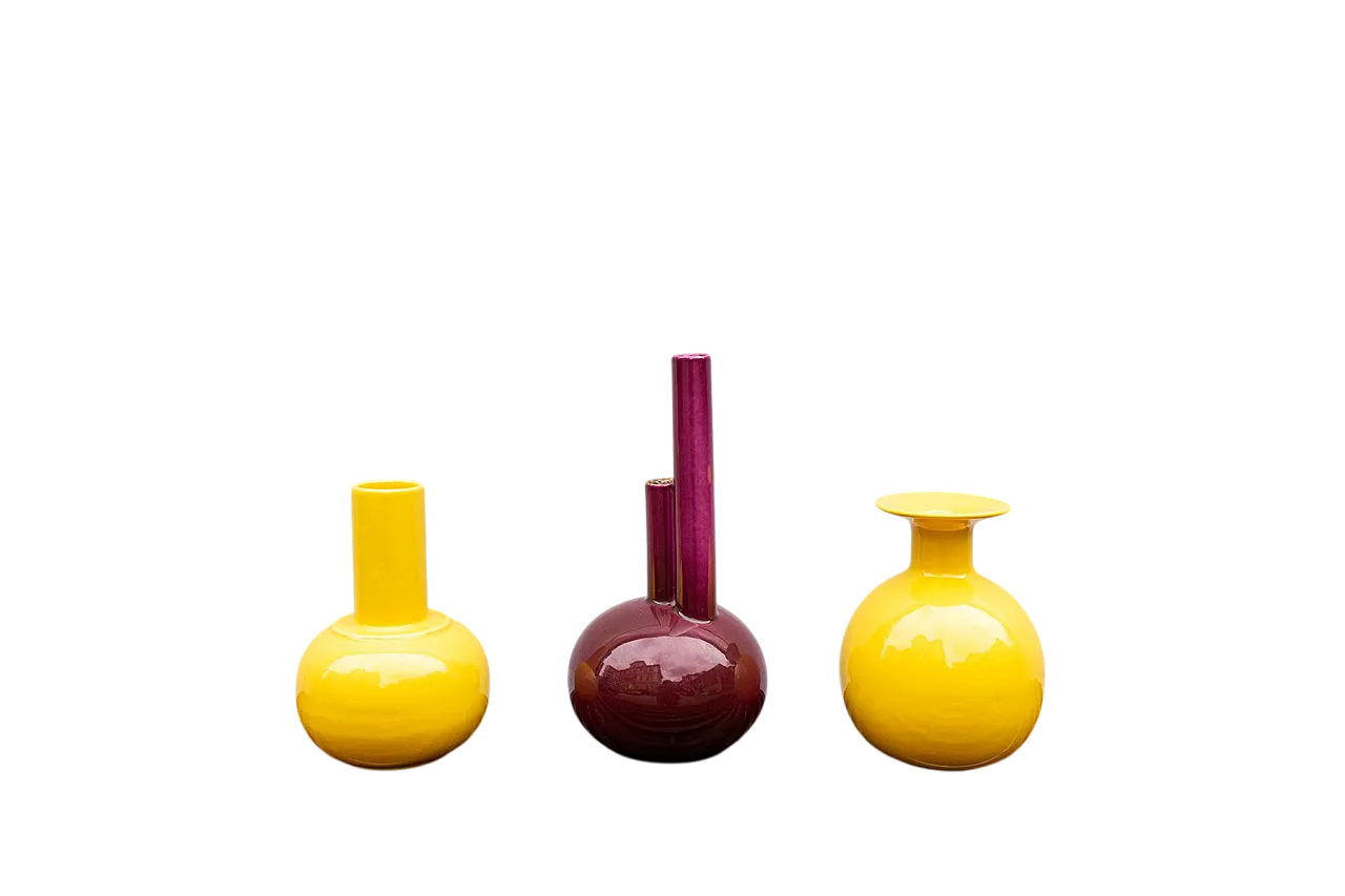 Vasi in ceramica gialla di SIC e vaso viola di SC3 Italia, anni '60 6