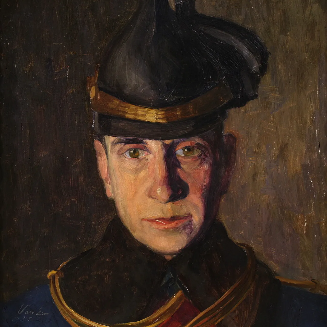 E. Vass, Ritratto di militare firmato e datato, 1915 4