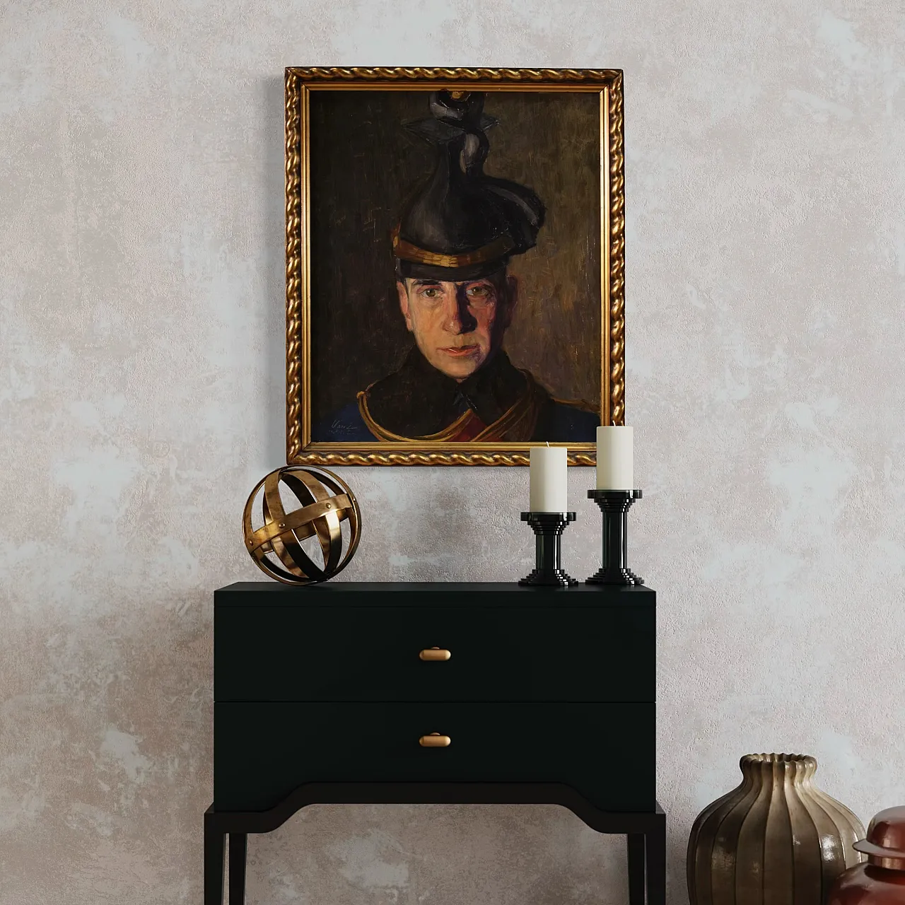 E. Vass, Ritratto di militare firmato e datato, 1915 5