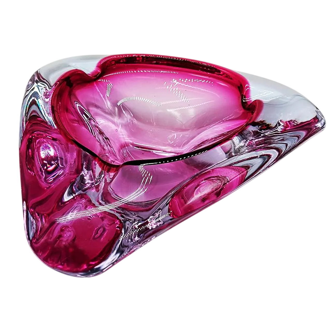 Posacenere o svuotatasche triangolare in vetro di Murano, anni '60 9