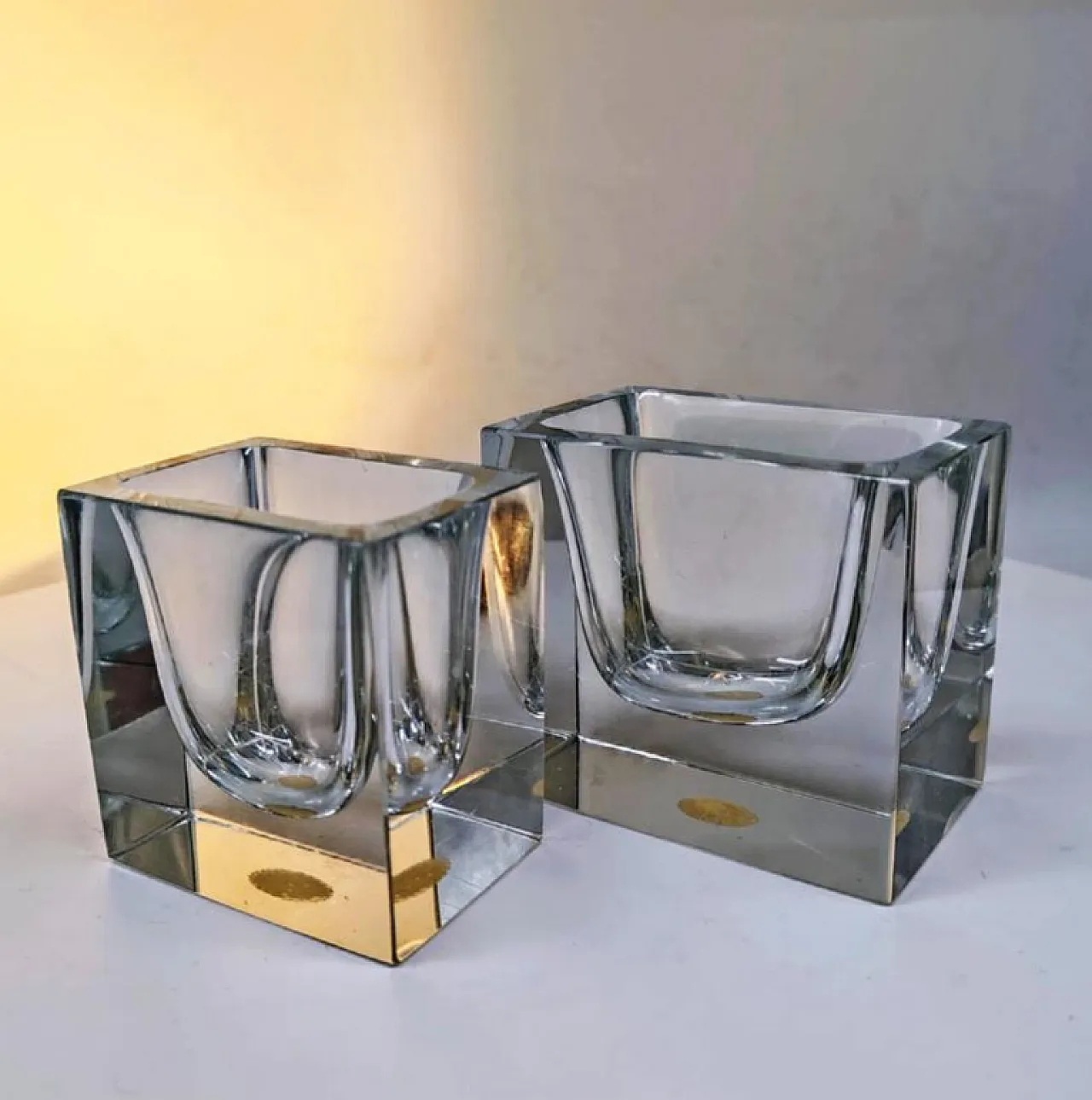 Coppia di ciotole in vetro di Murano di F. Poli per Seguso, anni '60 2