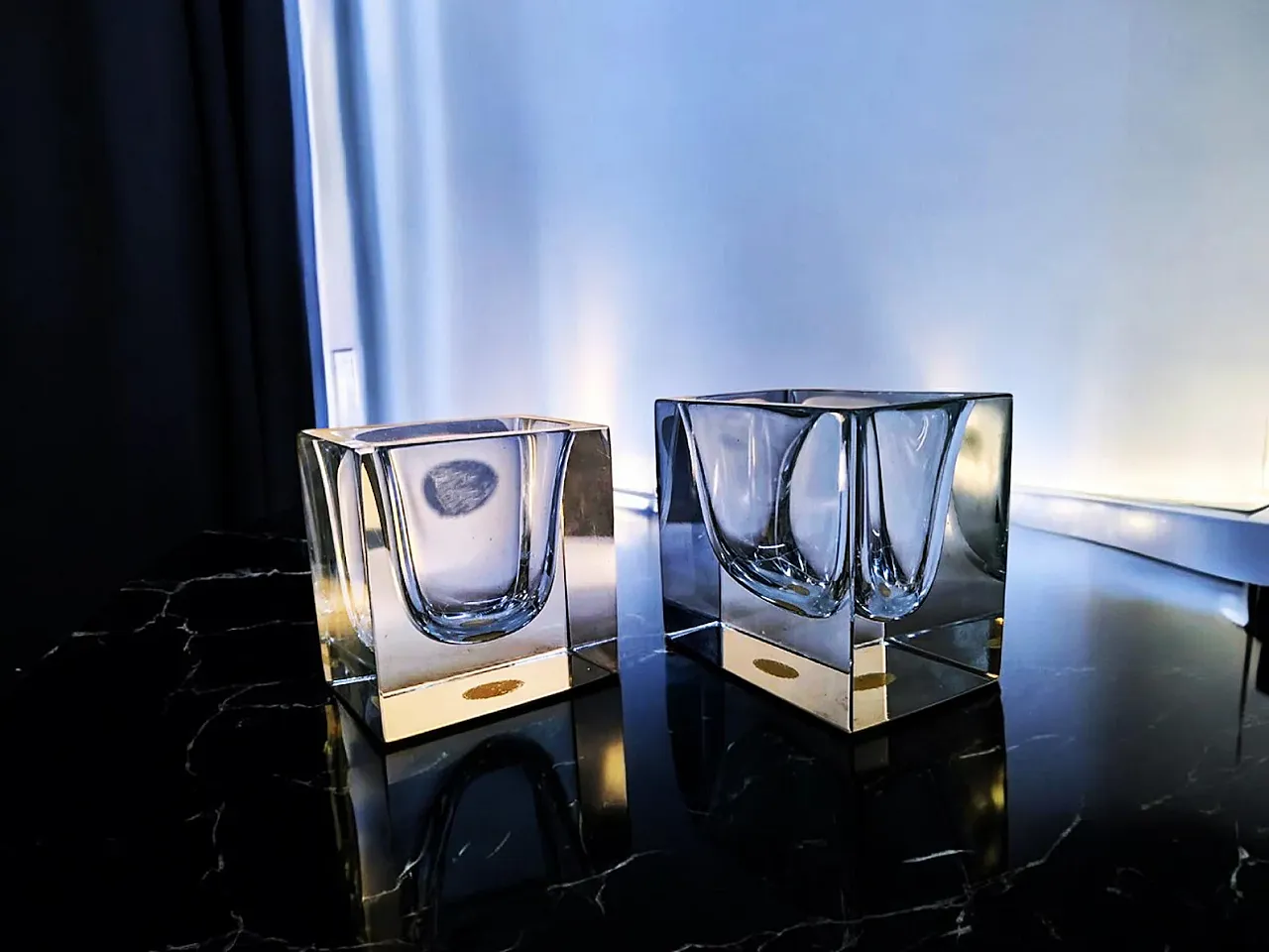 Coppia di ciotole in vetro di Murano di F. Poli per Seguso, anni '60 3