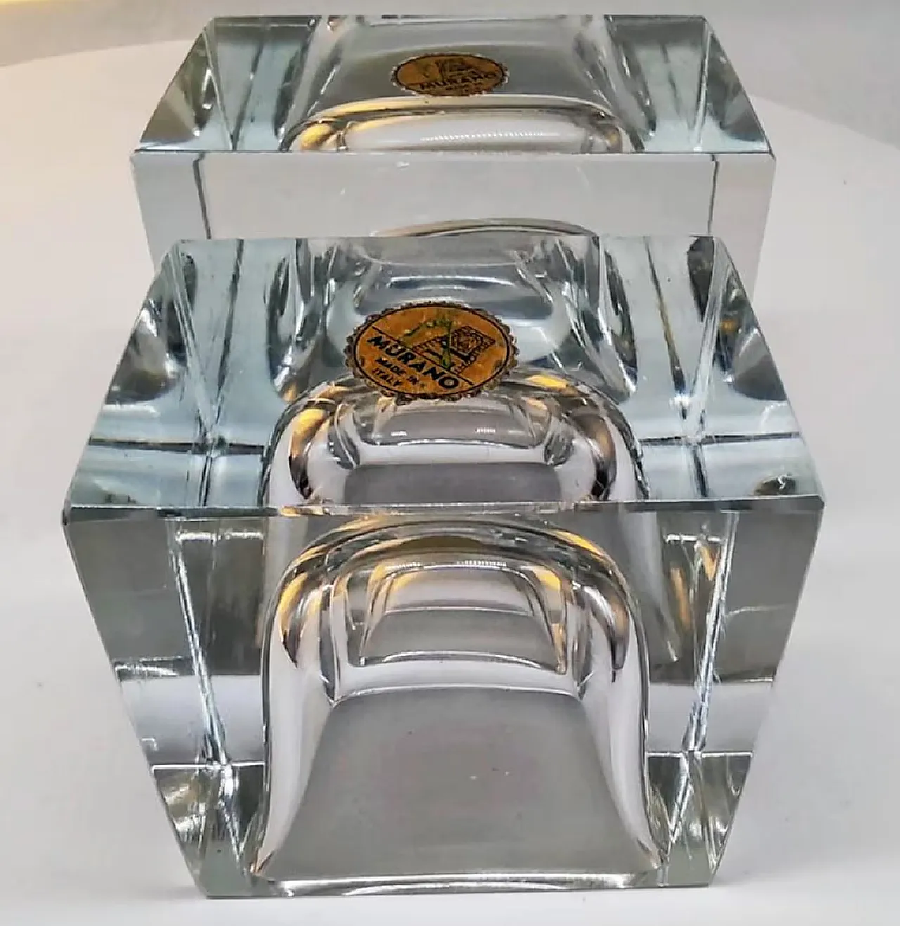 Coppia di ciotole in vetro di Murano di F. Poli per Seguso, anni '60 7