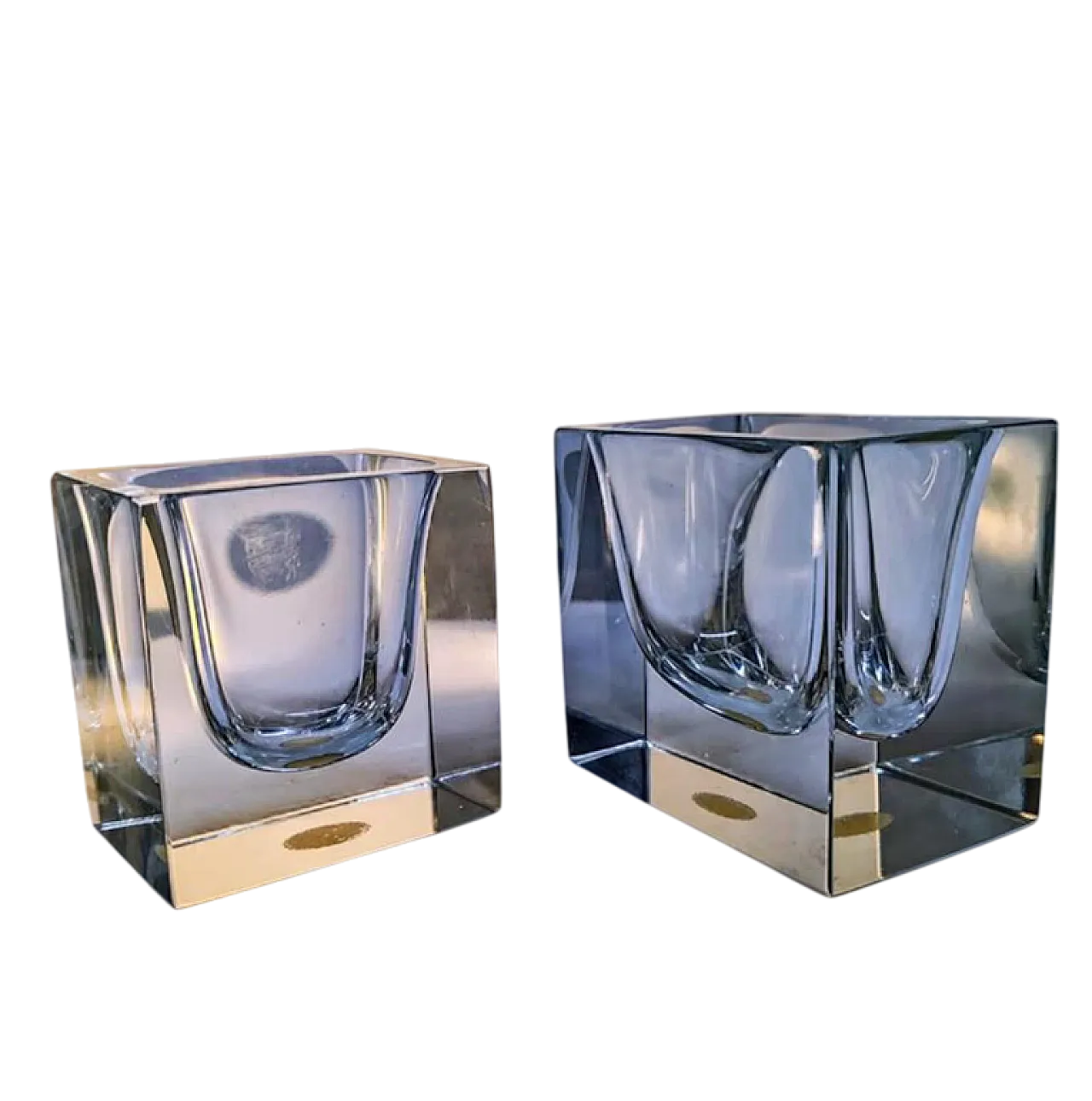 Coppia di ciotole in vetro di Murano di F. Poli per Seguso, anni '60 9