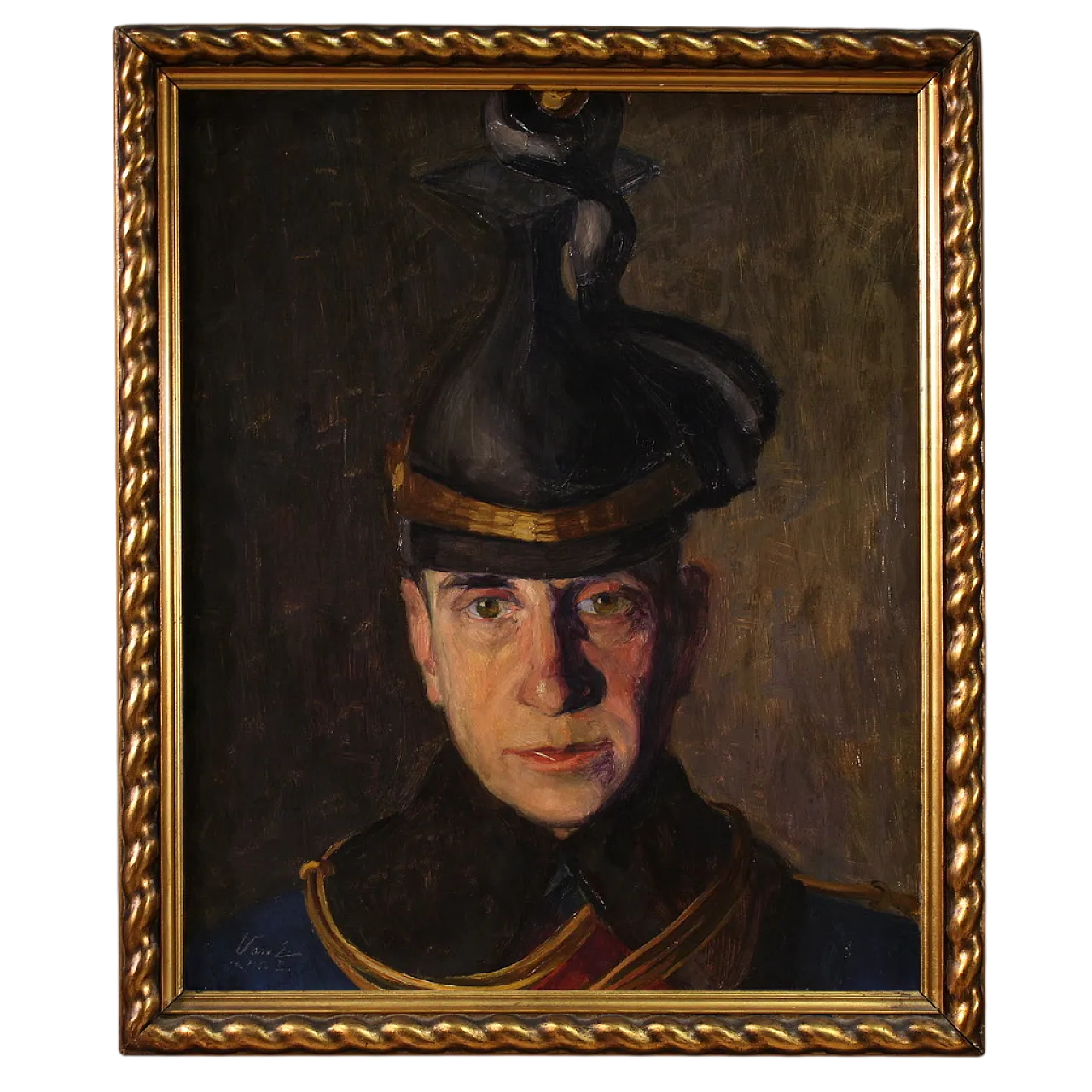 E. Vass, Ritratto di militare firmato e datato, 1915 16