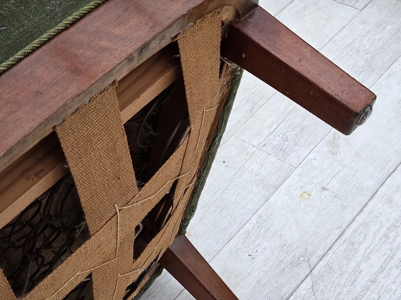 Danish highback armchair, green velour, teak wood, 1960s 23