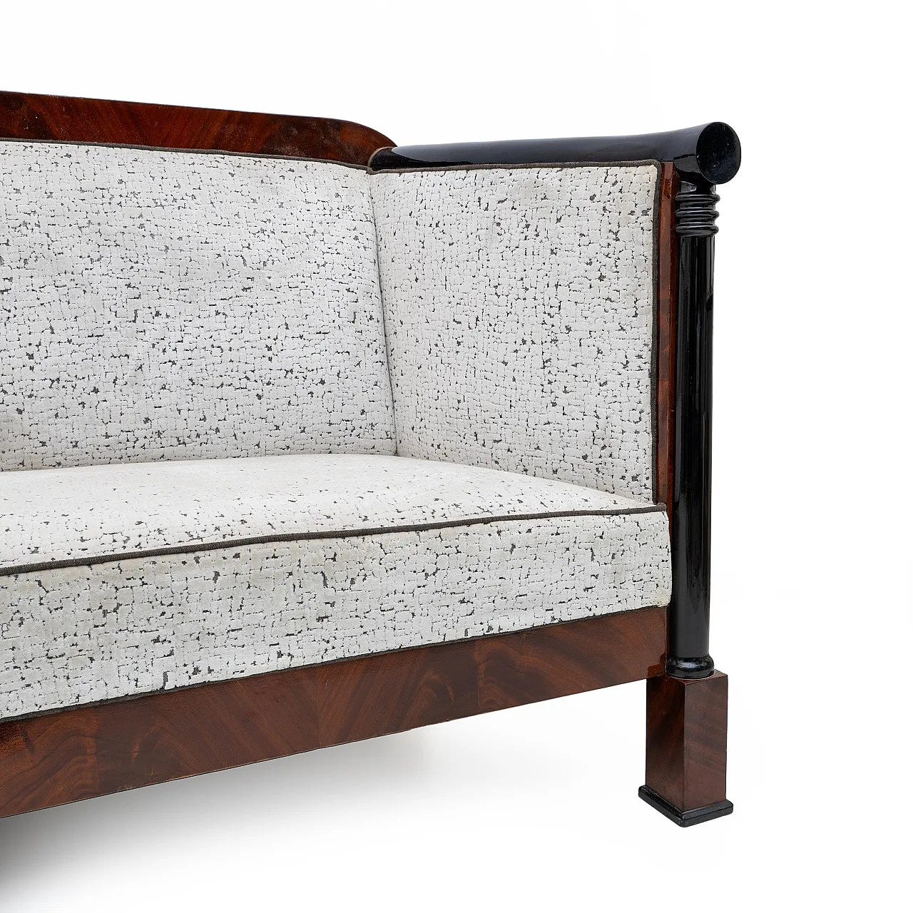 Coppia di poltrone con divano Biedermeier in mogano, '800 6