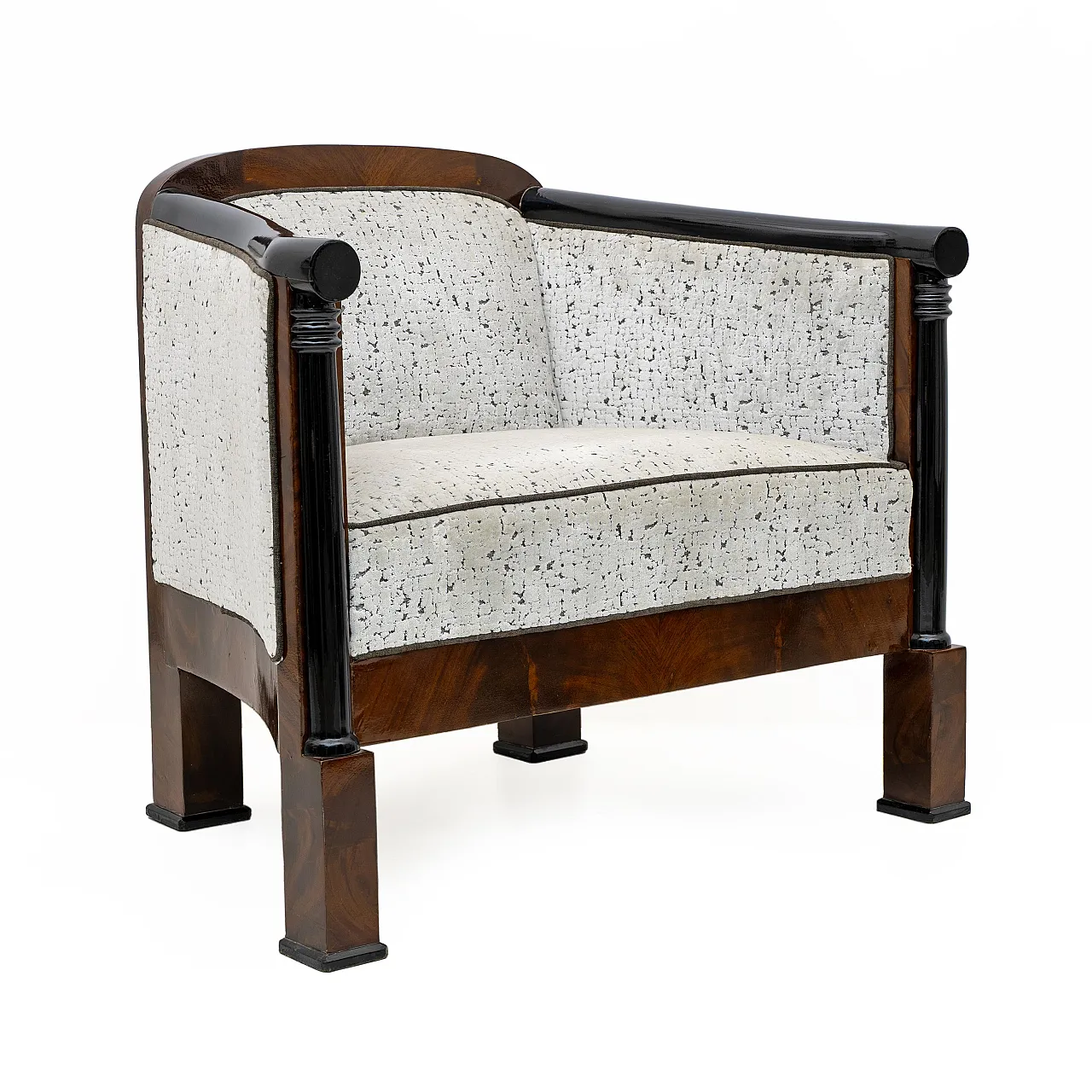 Coppia di poltrone con divano Biedermeier in mogano, '800 16