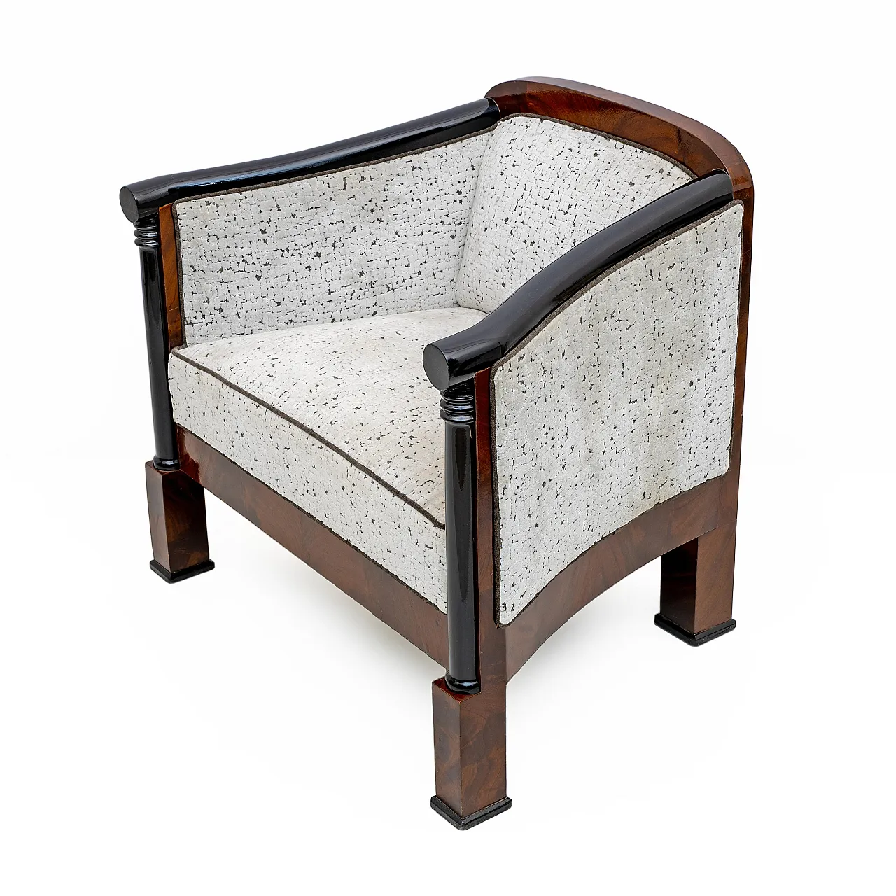 Coppia di poltrone con divano Biedermeier in mogano, '800 18