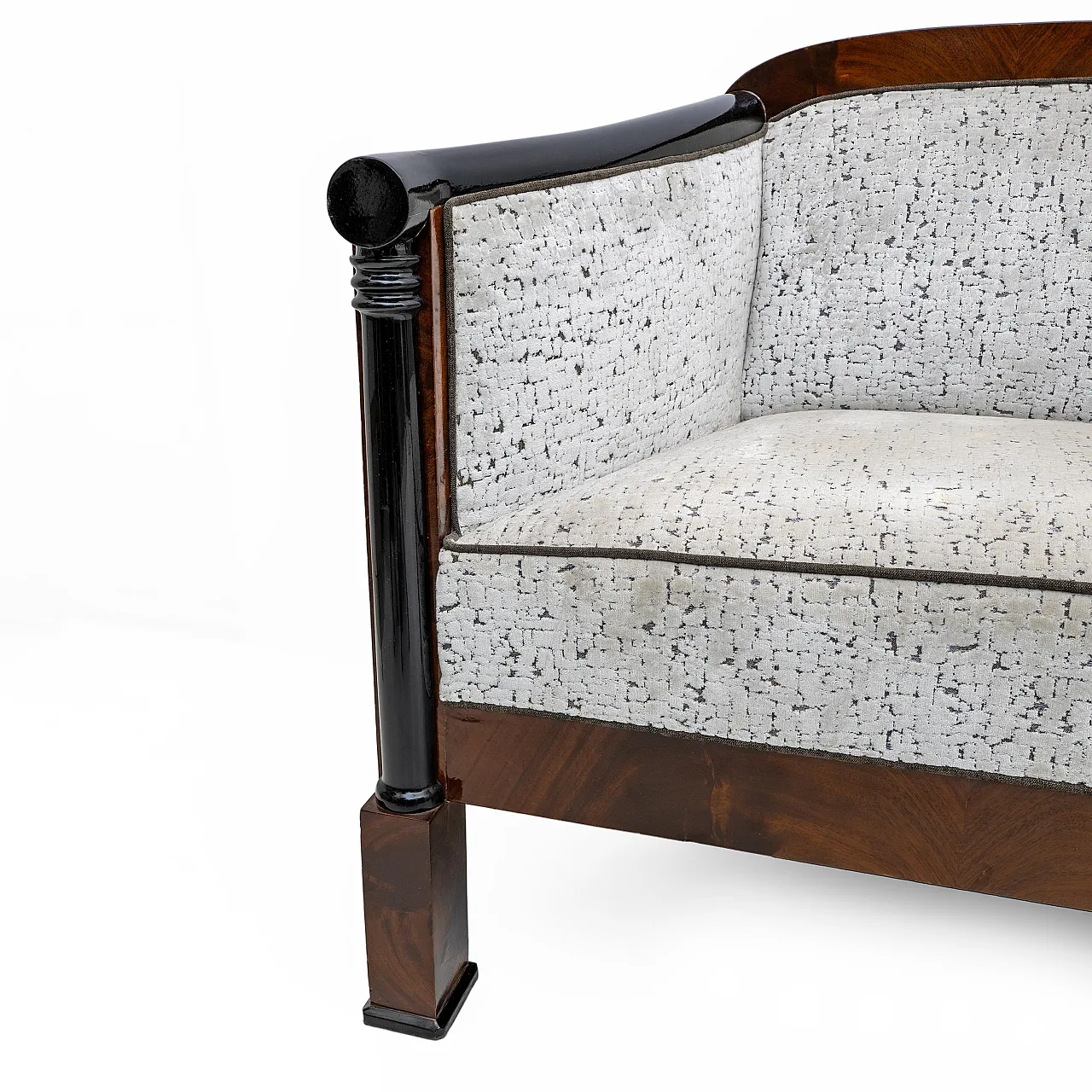 Coppia di poltrone con divano Biedermeier in mogano, '800 19