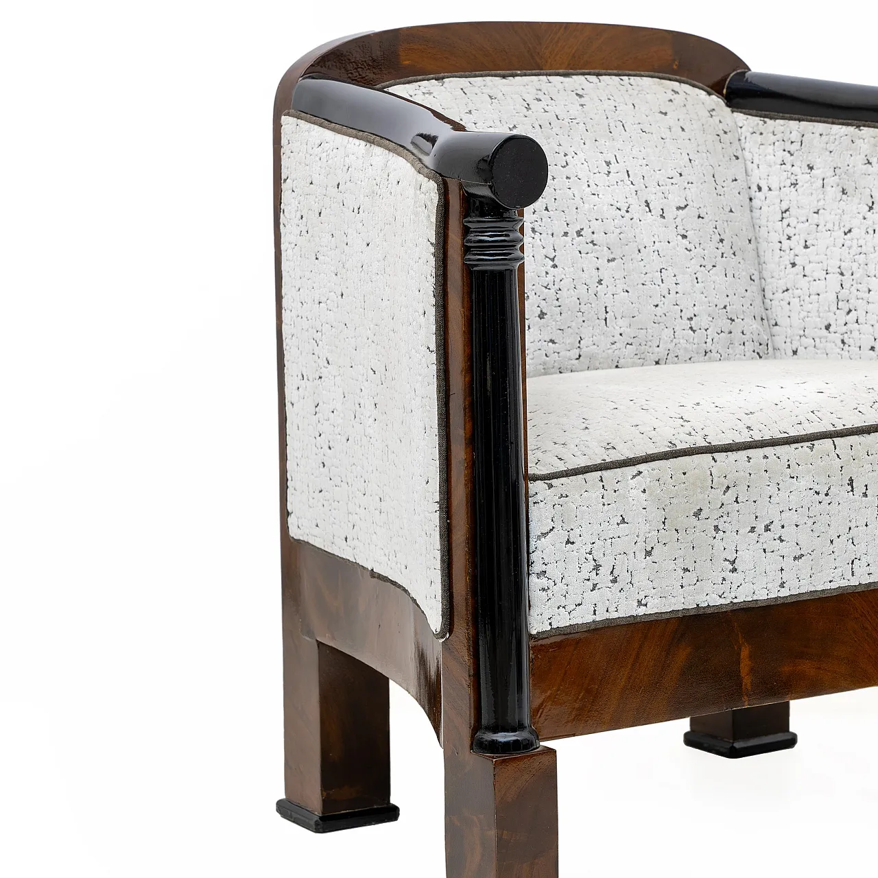 Coppia di poltrone con divano Biedermeier in mogano, '800 20