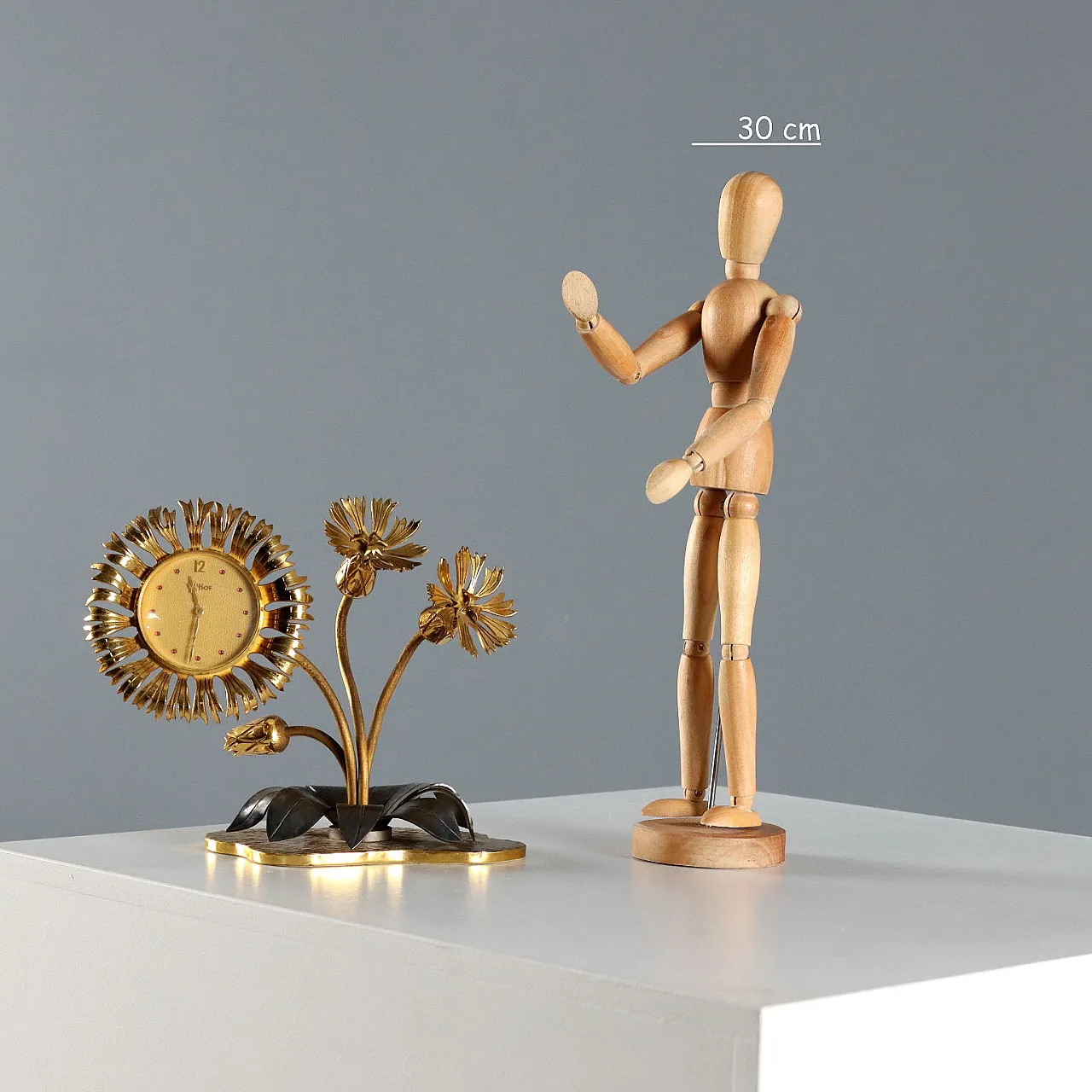 Imhof table clock in gilded brass, 1950s 2