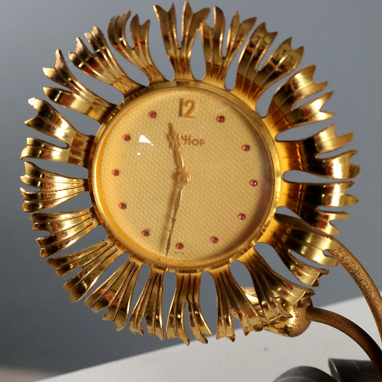 Imhof table clock in gilded brass, 1950s 3