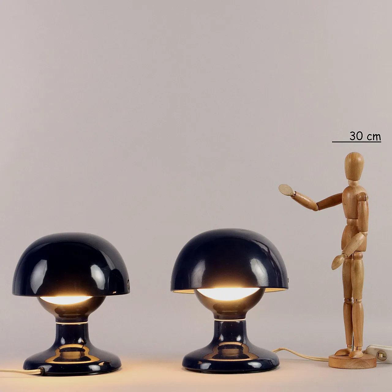 Coppai di lampade da tavolo Jucker 147 di Tobia Scarpa nere, anni '70 3