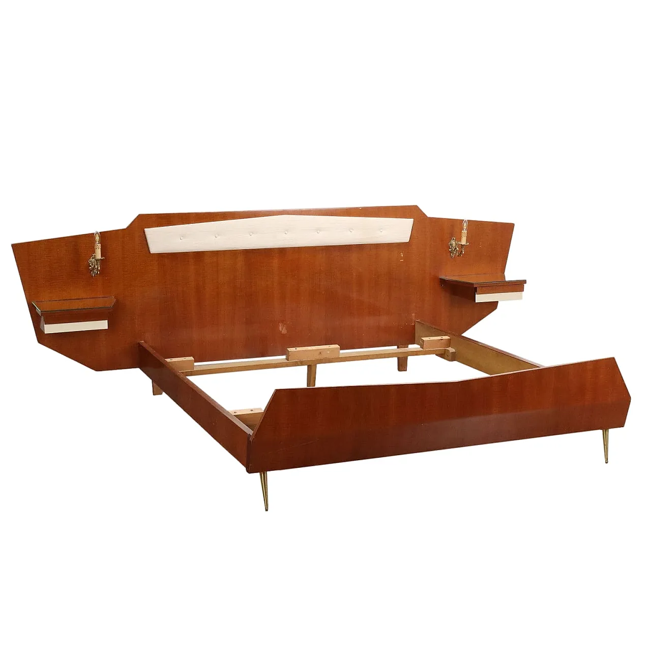 Mahogany double bed with bedside tables, mid-20th century 1