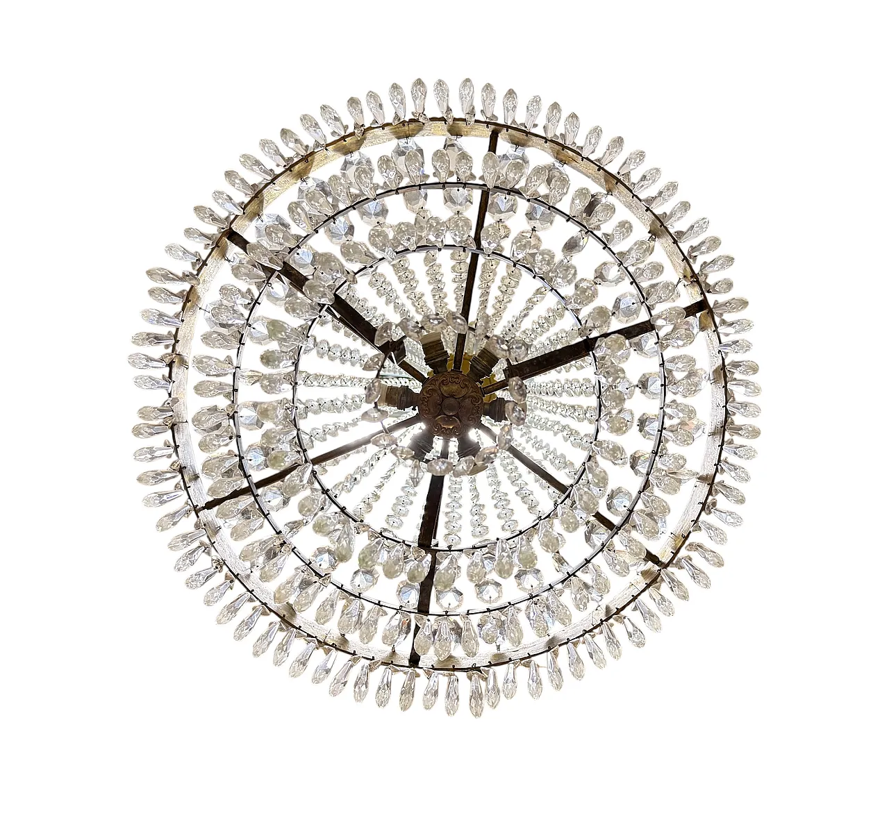 French Empire Style Cascade Crystal and Ottone Chandelier 4