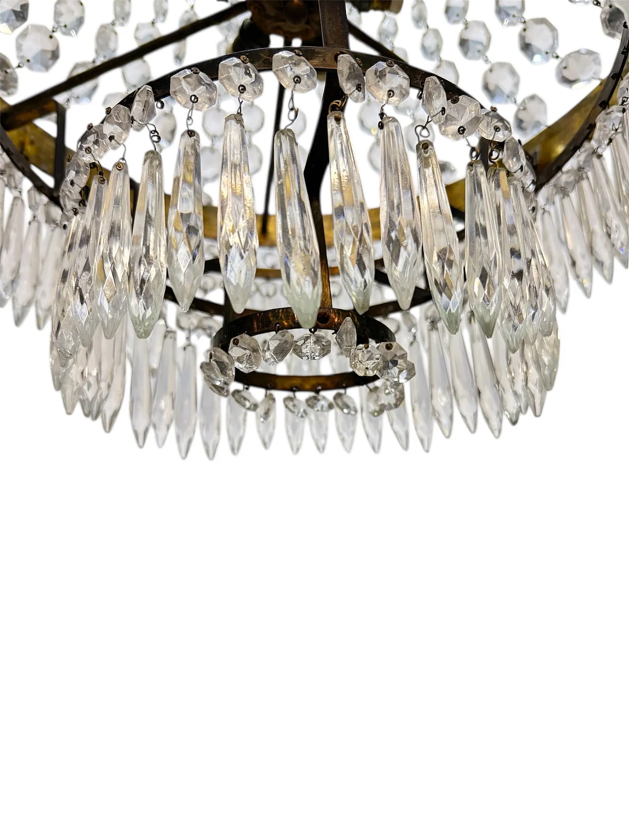 French Empire Style Cascade Crystal and Ottone Chandelier 5