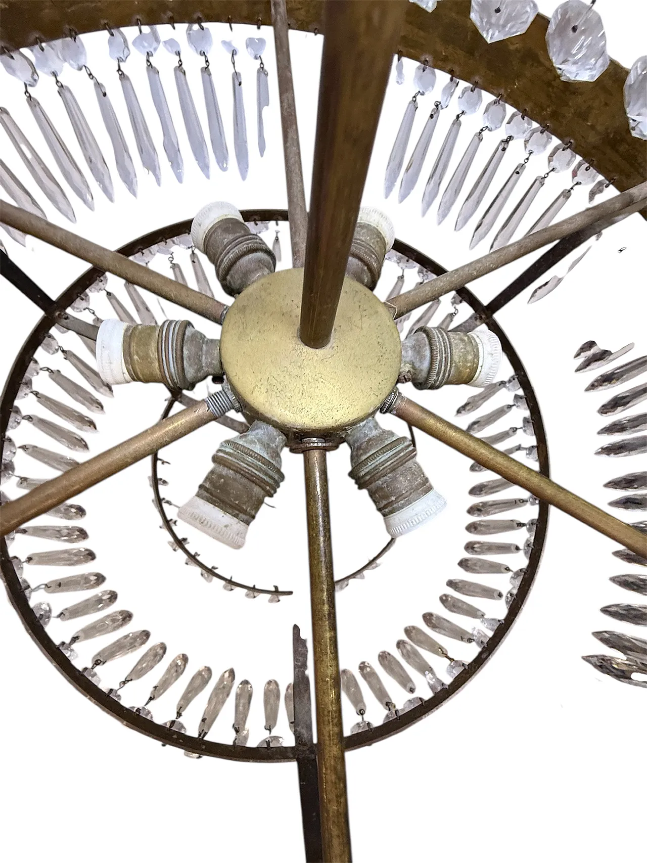 French Empire Style Cascade Crystal and Ottone Chandelier 6