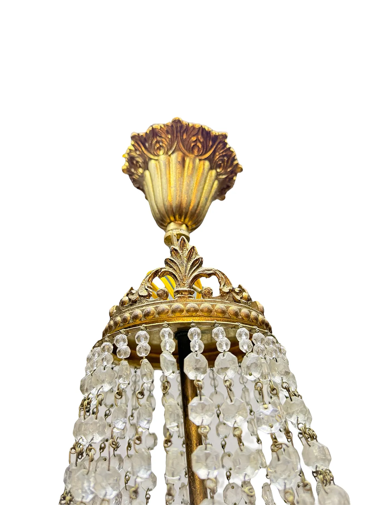 French Empire Style Cascade Crystal and Ottone Chandelier 9