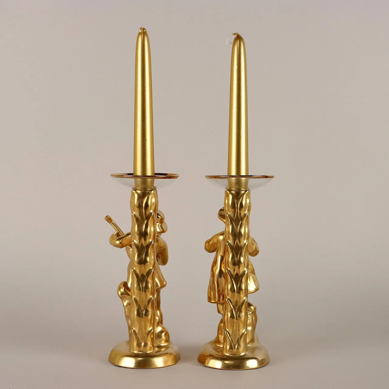 Coppia di candelieri in ceramica di Manifattura Este, '900 7