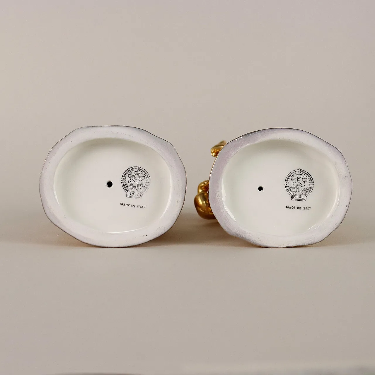 Coppia di candelieri in ceramica di Manifattura Este, '900 8