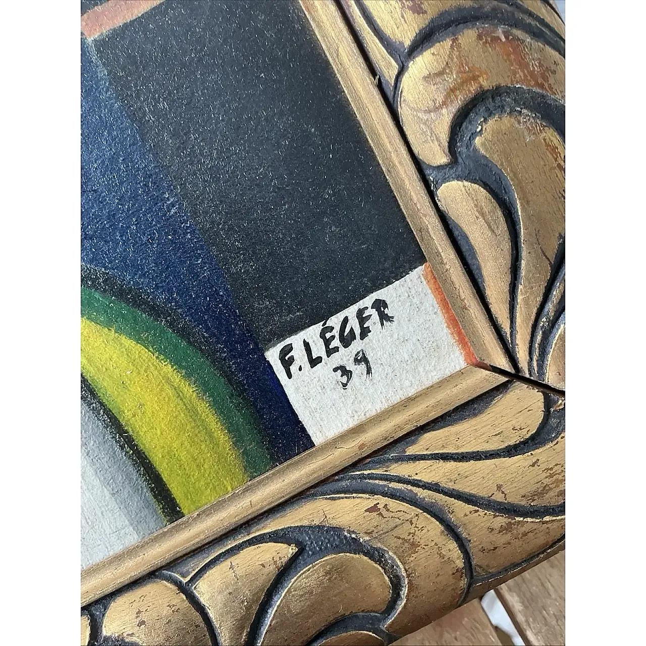 Dipinto cubista francese alla maniera di Leger a olio, '900 3