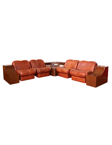 Divano modulare con radio a cassette e bar integrato, fine '900