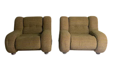 Coppia di poltrone in acciaio tubolare e rivestimento verde, fine '900