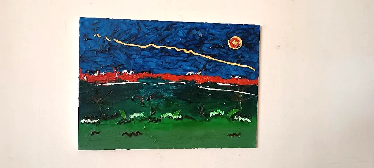 Abstract painting, oil on canvas by Simone Ciani, 20th century 1