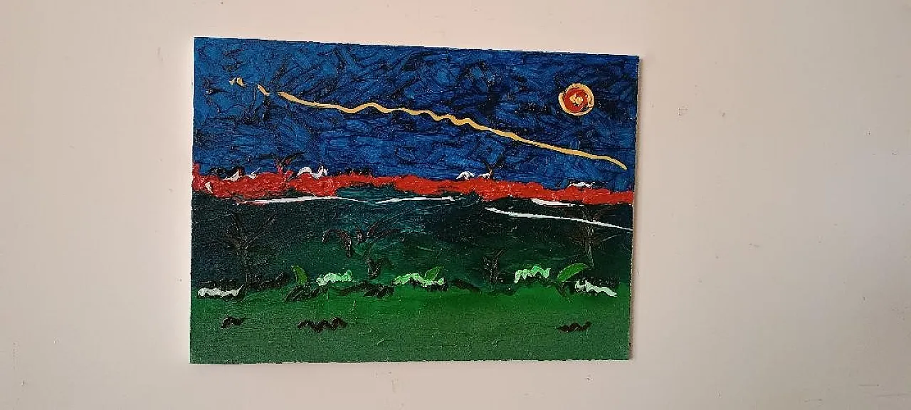 Abstract painting, oil on canvas by Simone Ciani, 20th century 2