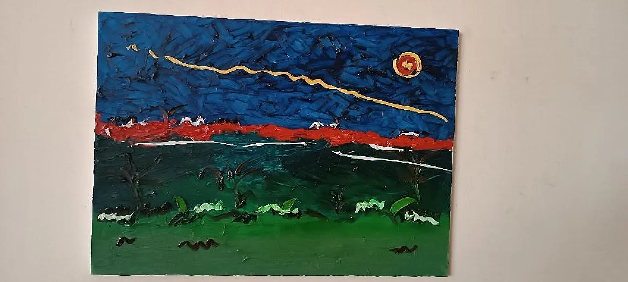 Abstract painting, oil on canvas by Simone Ciani, 20th century 3