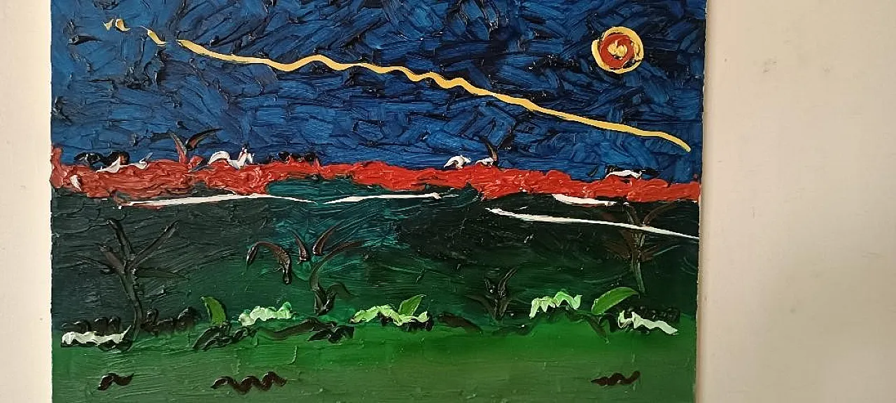 Abstract painting, oil on canvas by Simone Ciani, 20th century 4