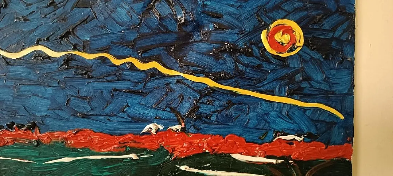 Abstract painting, oil on canvas by Simone Ciani, 20th century 5