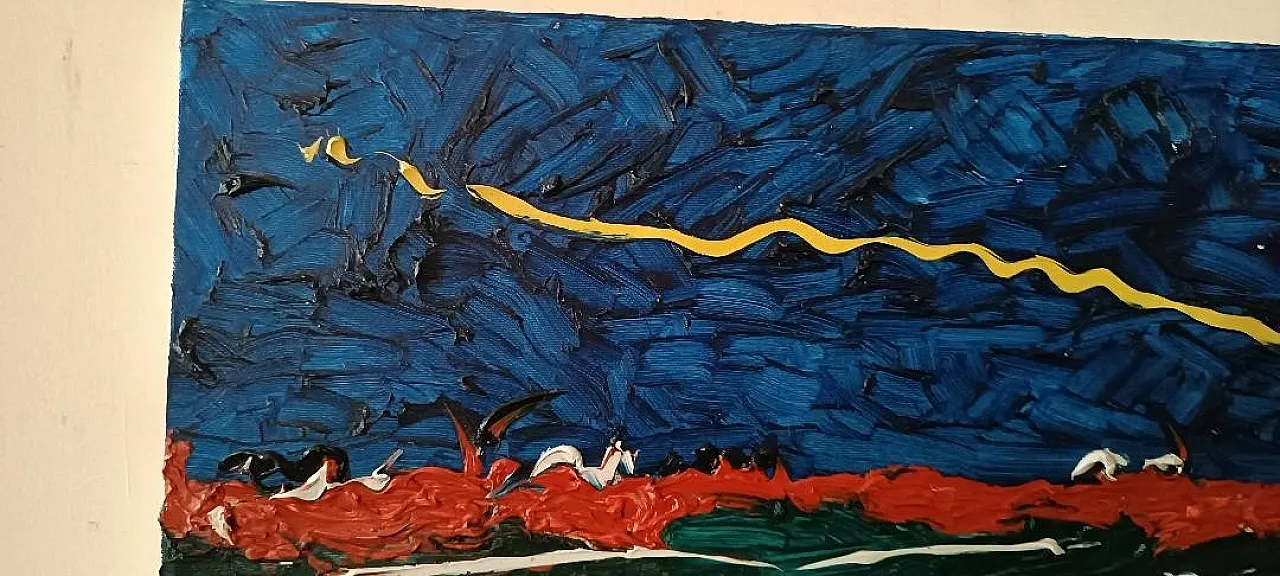Abstract painting, oil on canvas by Simone Ciani, 20th century 6