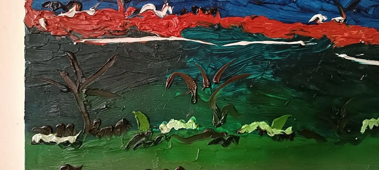 Abstract painting, oil on canvas by Simone Ciani, 20th century 7