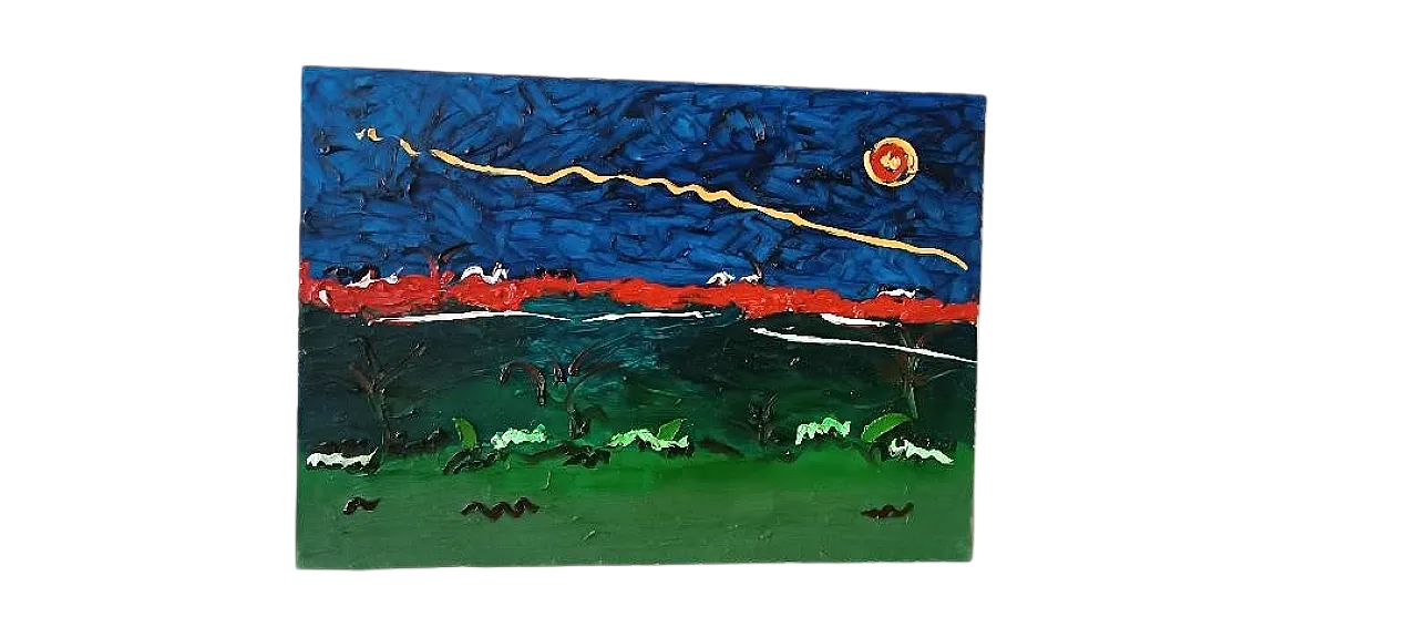Abstract painting, oil on canvas by Simone Ciani, 20th century 9