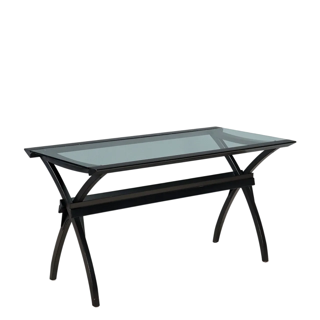 Scrivania Cidue in legno laccato e vetro, anni '80 11